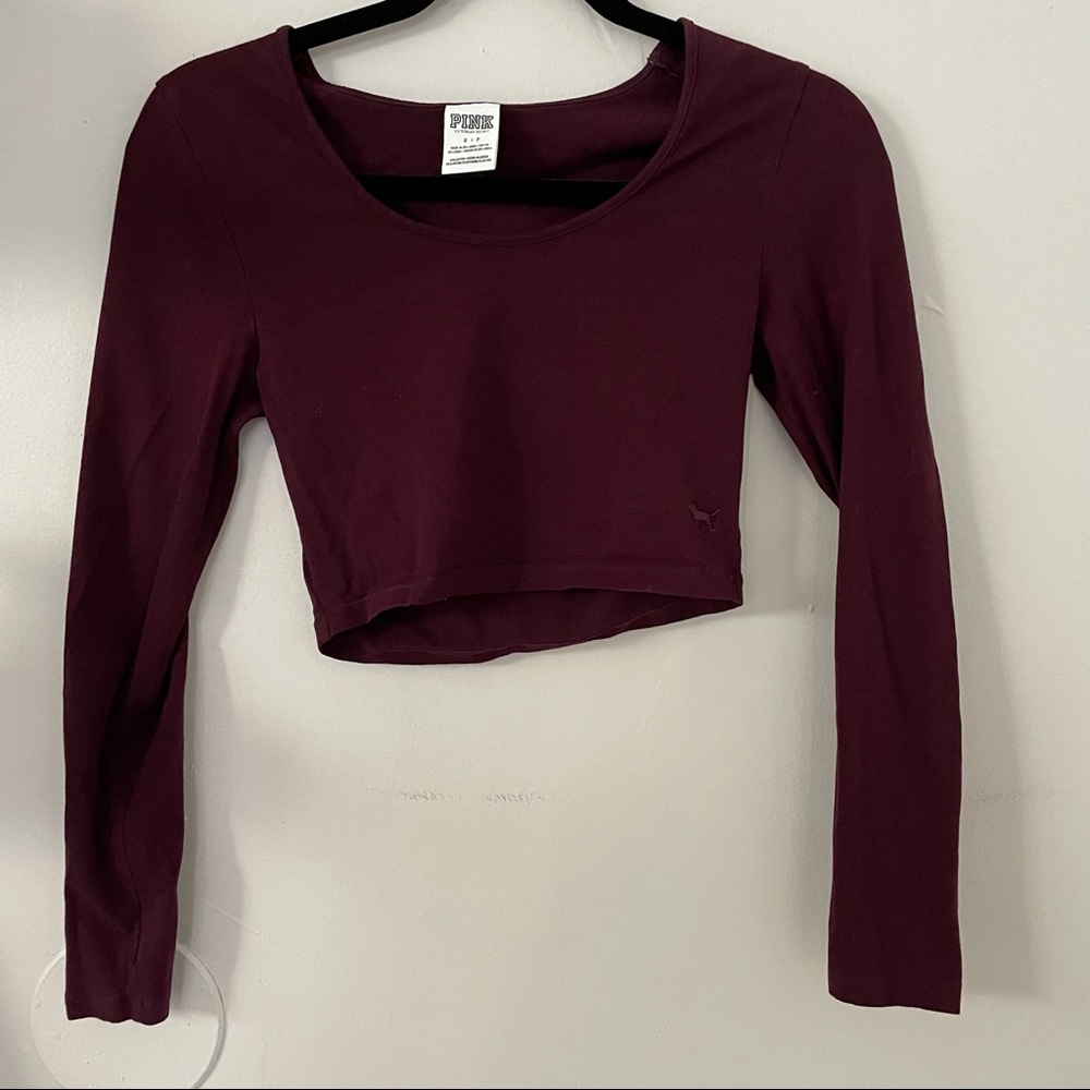 Pink small burgundy cropped long sleeve